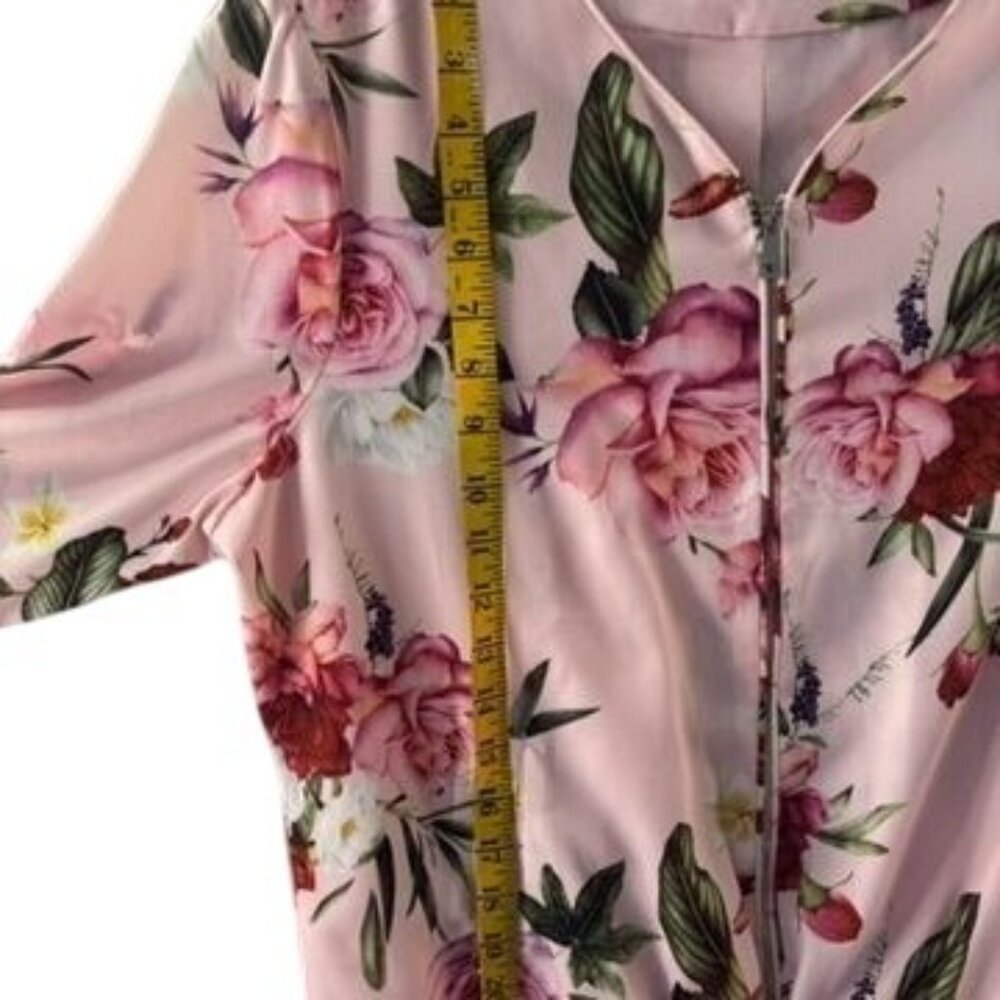 Charlie B Floral Bomber Jacket Pink With Zipper Front & Elastic Hem Lightweight - Picture 6 of 16